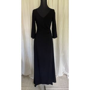 Elie Tahari Women Maxi Dress Size 6 Long Sleeve Wrap V-Neck Formal Evening Gown